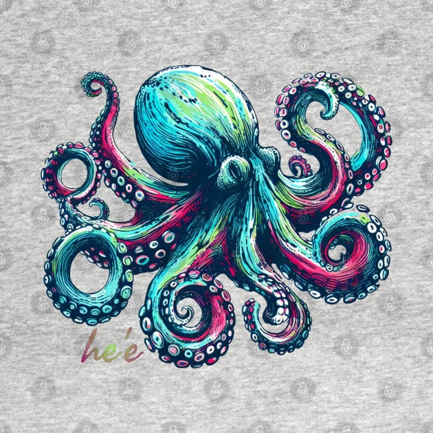 Vivid Colors Octopus - He'e in Hawaiian by Organicgal Graphics